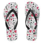 Black White Cute Cat Red Heart Teenslippers (Voetbed)