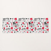 Black White Cute Cat Red Heart Yogamat (Achterkant (horizontaal))