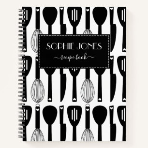 Black White Cute Kitchen Utirich Pattern Notitieboek