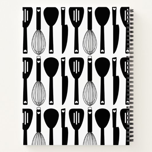 Black White Cute Kitchen Utirich Pattern Notitieboek (Achterkant)