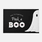 Black White Cute Peek a Boo Ghost Halloween Deurmat (Voorkant)