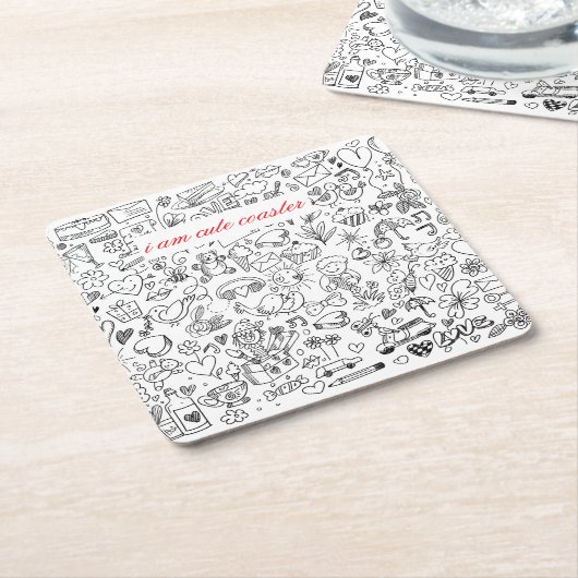 Black & White Cutest Kartonnen Onderzetters (Schuin)