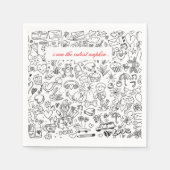 Black & White Cutest Napkin Doodle Servet (Voorkant)