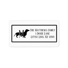 Black & White Dachshund Silhouette Border Etiket