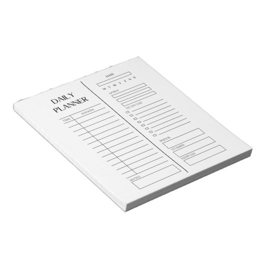 Black & White Dagelijkse Planner To-Do Lijst Minim Notitieblok (Schuin)