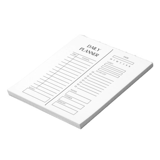 Black & White Dagelijkse Planner To-Do Lijst Minim Notitieblok (Linkerzijde)