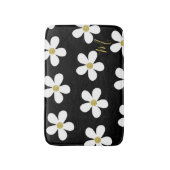 Black White Daisy Pattern Simple Floral Gold Badmat (Voorkant Verticaal)
