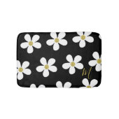 Black White Daisy Pattern Simple Floral Gold Badmat (Voorkant)