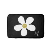 Black White Daisy Simple Floral Gold Badmat (Voorkant)