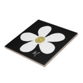 Black White Daisy Simple Floral Gold Personal Tegeltje (Zijkant)