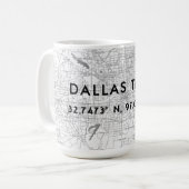 Black & White Dallas Texas Map Custom Coordination Koffiemok (Voorkant links)