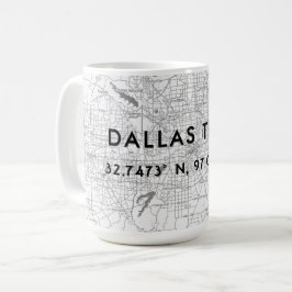 Black & White Dallas Texas Map Custom Coordination Koffiemok