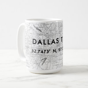 Black & White Dallas Texas Map Custom Coordination Koffiemok