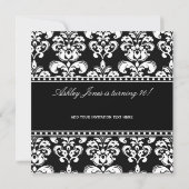 Black White Damask 70th Birthday Invitation Kaart (Achterkant)