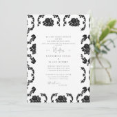 Black & White Damask Beide ouders bruiloft Kaart (Staand voorkant)