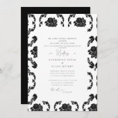 Black & White Damask Beide ouders bruiloft Kaart (Voorkant / Achterkant)