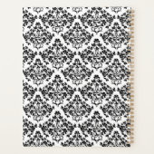 Black White Damask Cute Girly Trendy Monogram Planner (Achterkant)