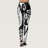 Black White Damask Floral Pattern Custom Modern Leggings (Achterkant)
