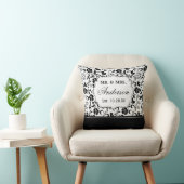 Black White Damask Floral trouwt alleen maar Kussen (Stoel)