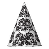 Black White Damask Glamor Girl Birthday Party Feesthoedjes (Achterkant)