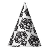 Black White Damask Glamor Girl Birthday Party Feesthoedjes (Links)