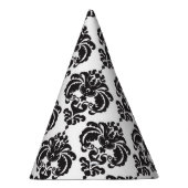 Black White Damask Glamor Girl Birthday Party Feesthoedjes (Rechts)