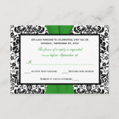 Black White Damask Green PRINTED RIBBON RSVP (Achterkant)