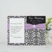 Black, White Damask met Lavender Wedding Program (Staand voorkant)