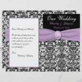 Black, White Damask met Lavender Wedding Program (Voorkant / Achterkant)