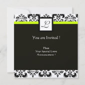 BLACK WHITE DAMASK MONOGRAM Champagne Metallic Kaart (Achterkant)