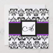 BLACK WHITE DAMASK MONOGRAM Champagne Metallic Kaart (Voorkant)