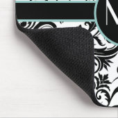 Black White Damask Monogram Muismat (Hoek)