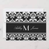 Black White Damask Monogram Weddenschap Save the D Save The Date (Voorkant)