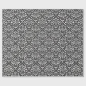 Black White Damask Patroon Cadeaupapier (Vlak)