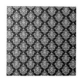 Black White  Damask Pattern 1 Tegeltje (Voorkant)