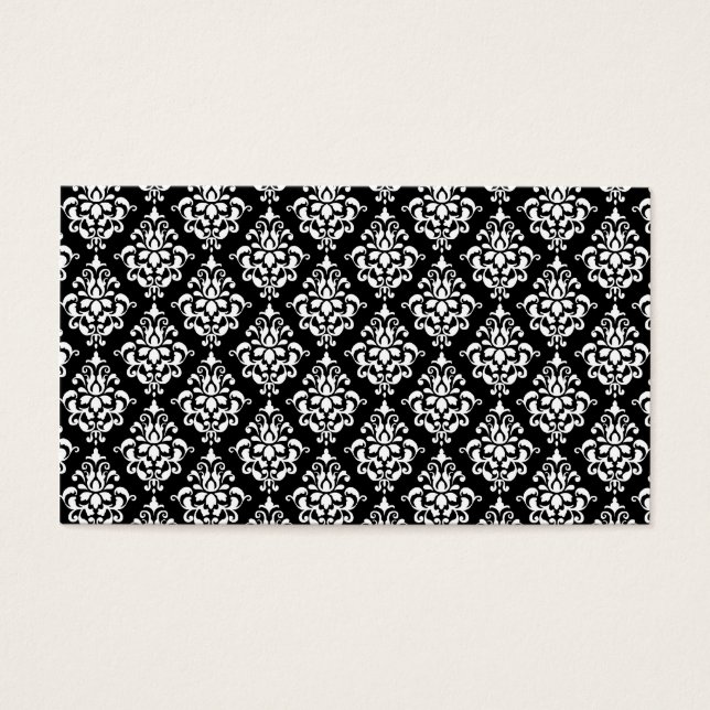 Black White  Damask Pattern 1 Visitekaartjes (Voorkant)