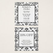Black White Damask Pattern Custom Discount Kaarten Vierkante Visitekaartjes (Voorkant /achterkant)