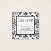 Black White Damask Pattern Custom Discount Kaarten Vierkante Visitekaartjes (Achterkant)