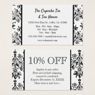Black White Damask Pattern Custom Discount Kaarten Visitekaartje