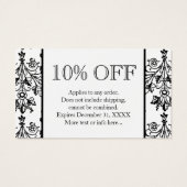 Black White Damask Pattern Custom Discount Kaarten Visitekaartje (Achterkant)