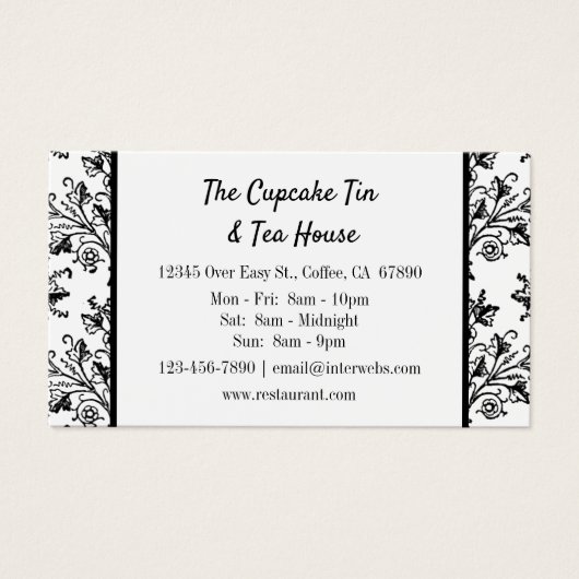 Black White Damask Pattern Custom Discount Kaarten Visitekaartje (Voorkant)