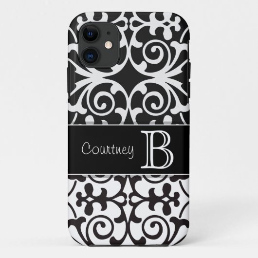 Black White Damask Persoonlijke iPhone 5 Case-Mate iPhone Case (Achterkant)