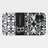 Black White Damask Persoonlijke iPhone 5 Case-Mate iPhone Case (Achterkant (horizontaal))