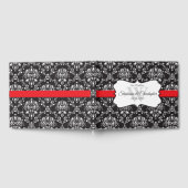 Black White Damask Red Stripe Weddenschap Book Gastenboek (Volledig)