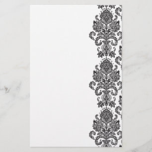 Black White Damask Stationery Briefpapier