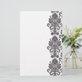 Black White Damask Stationery Briefpapier (Staand voorkant)