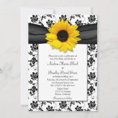 Black White Damask Sunflower Weddenschap Kaart (Voorkant)