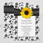 Black White Damask Sunflower Weddenschap Kaart (Voorkant / Achterkant)