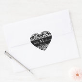 Black White Damask Wedding Favor Sticker (Envelop)
