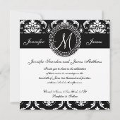 Black White Damask Wedding Invitations Kaart (Achterkant)